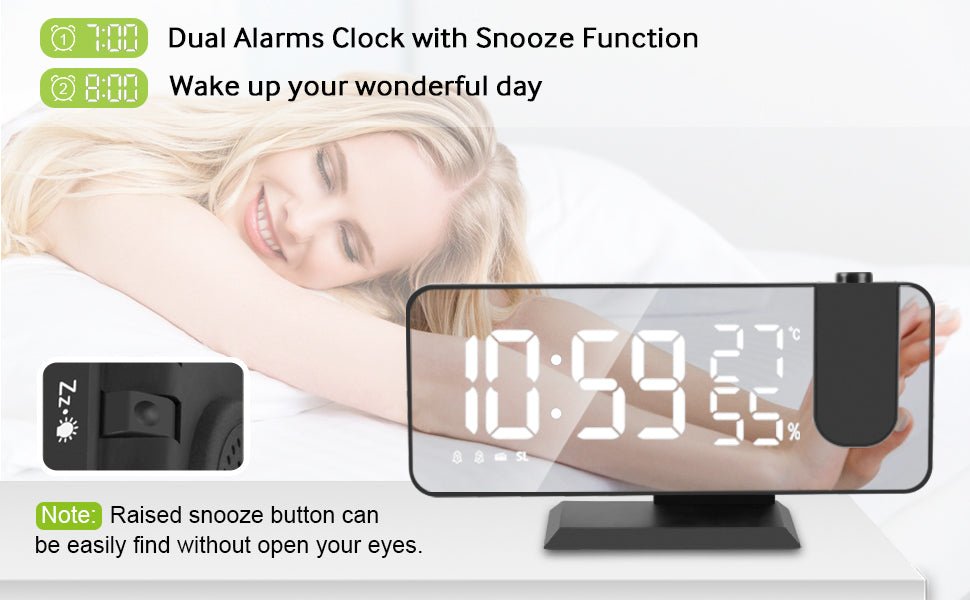 LED Projection Digital Alarm Clock Phone Charger - Comfortable home equipment