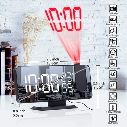 LED Projection Digital Alarm Clock Phone Charger - Comfortable home equipment